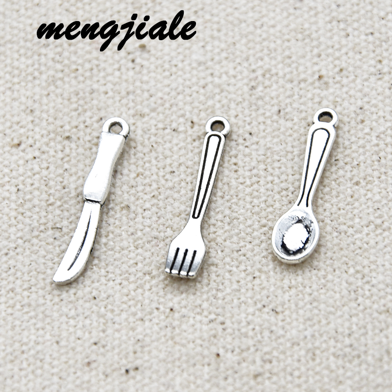 Vintage Collectible Knife - 30pcs Antique Silver Cutlery Collection Pendants