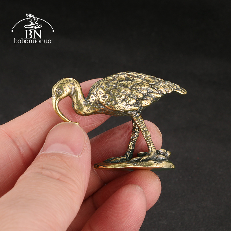 Vintage Collectible Accessories - Brass Vintage Long-billed Crane Figurines Miniatures