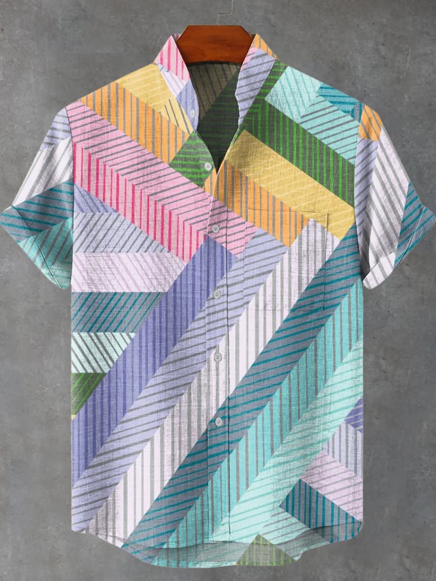 Vintage Collectible Shop - New Men's Short Sleeve Linen Shirt