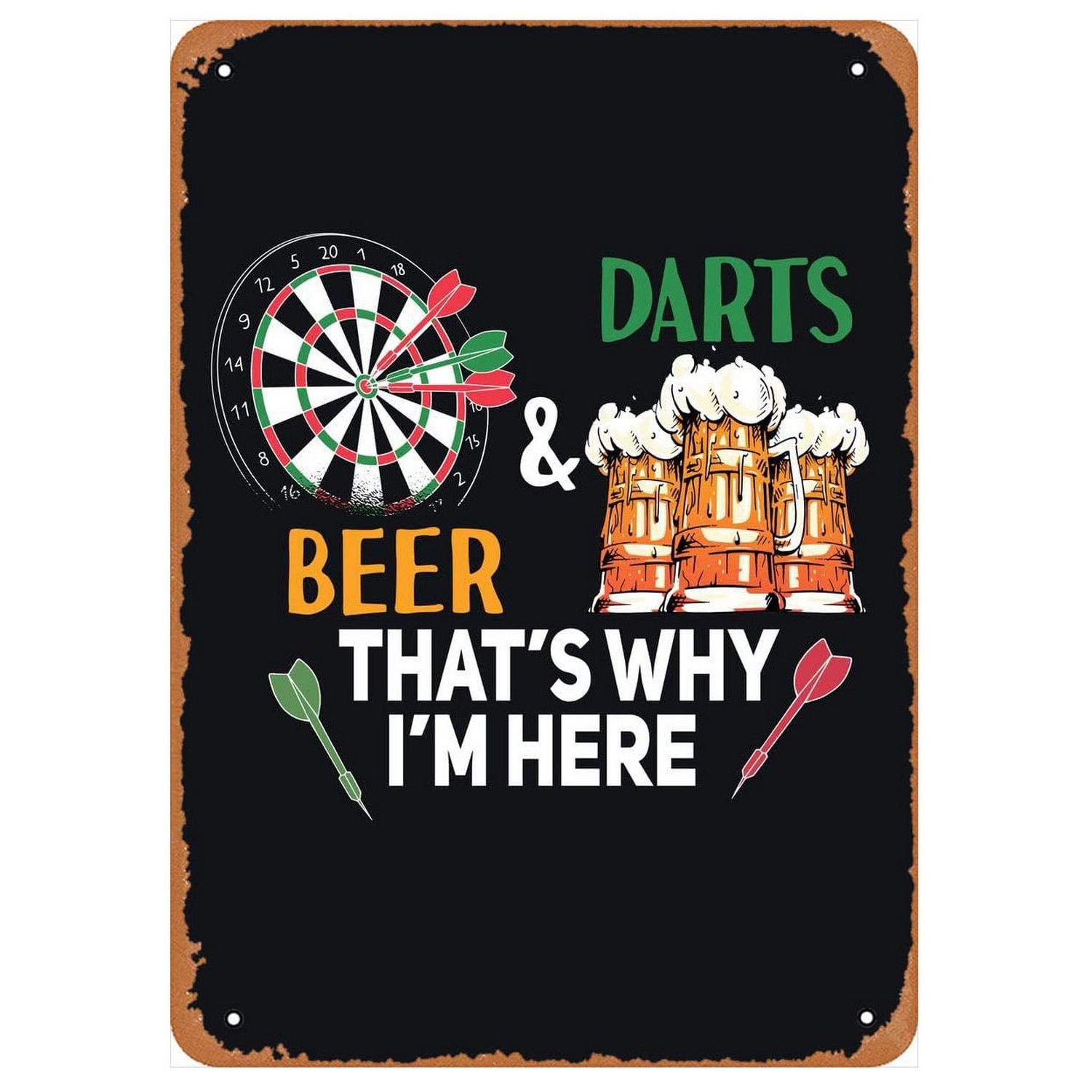 Vintage Darts & Beer Tin Sign, - Vintage Collectible Signs 评论和价格