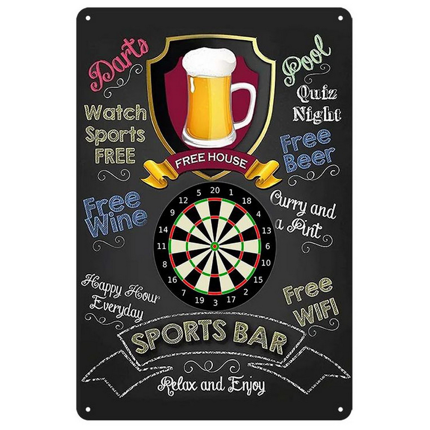 Vintage Darts & Beer Tin Sign, - Vintage Collectible Signs 评论和价格