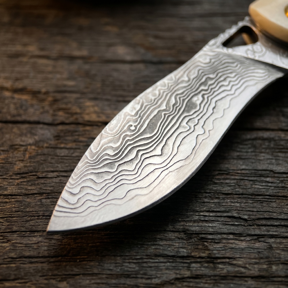 Vintage Damascu Steel Small Fo - Vintage Collectible Knife 评论和价格