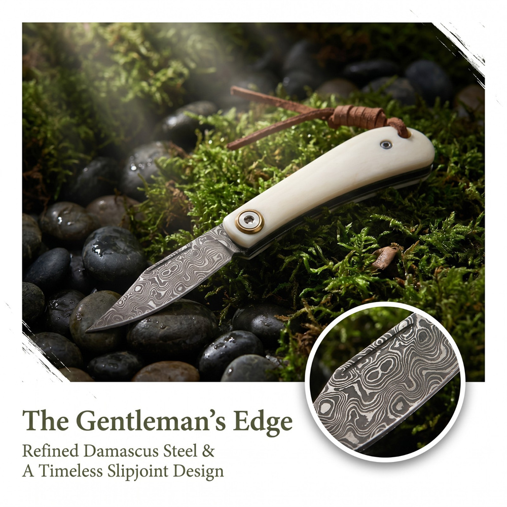 Compact Vintage Damascus Foldi - Vintage Collectible Knife 评论和价格