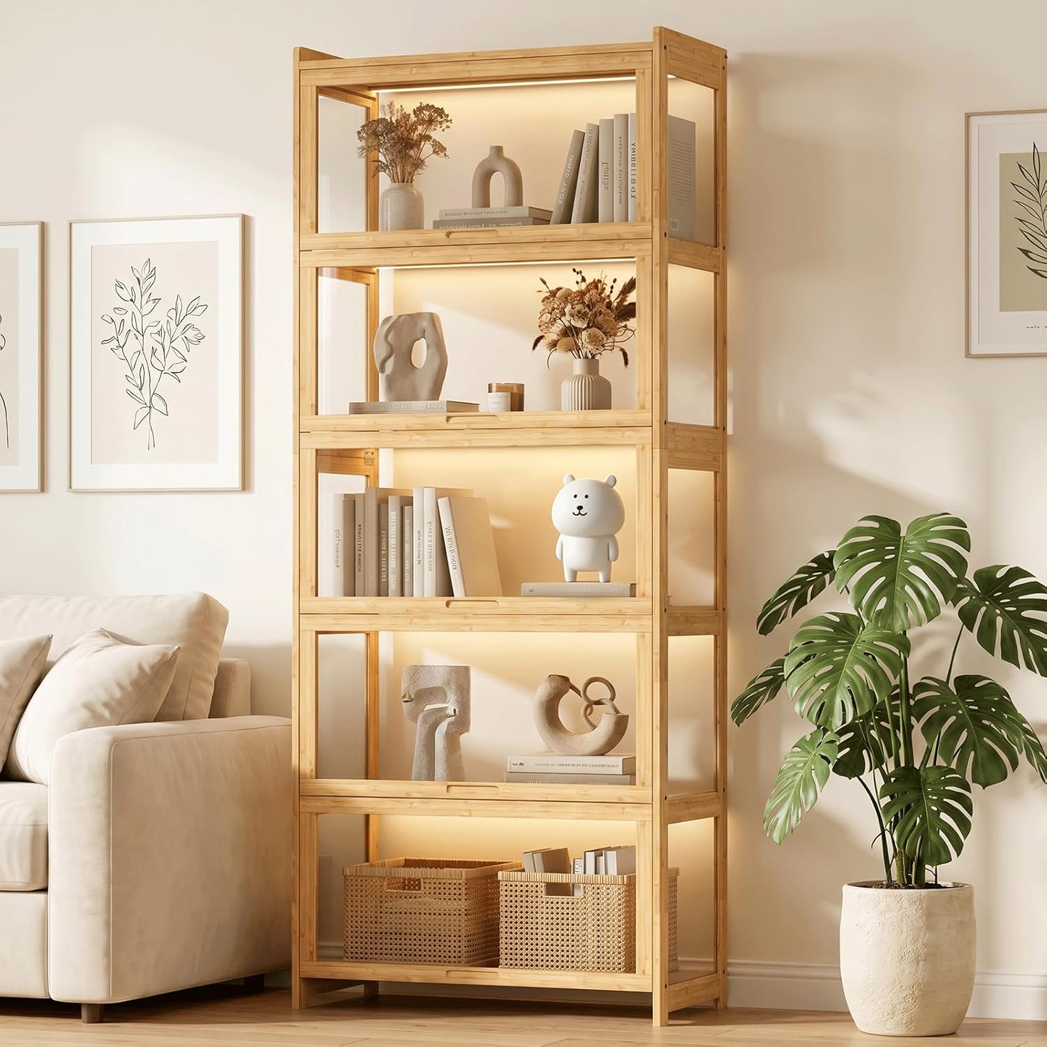 Display Cabinet with Acrylic D - Collectible & Vintage Dolls For Christmas 评论和价格