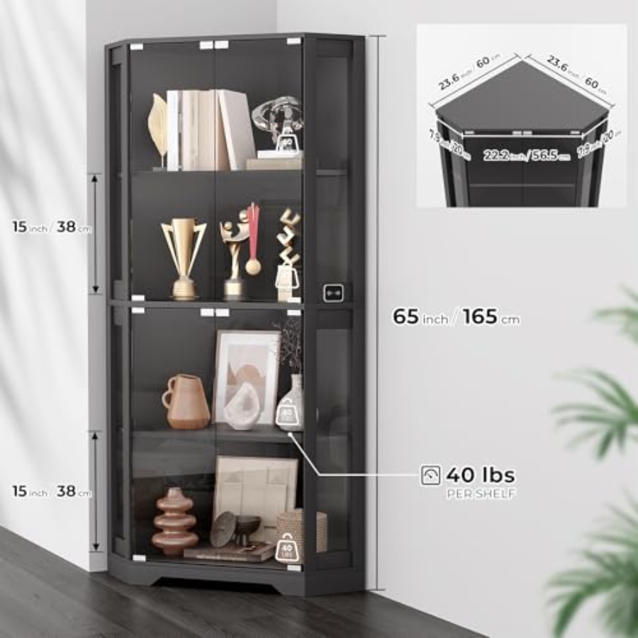 Lighted Corner Display Cabinet - Collectible & Vintage Dolls For Christmas 评论和价格
