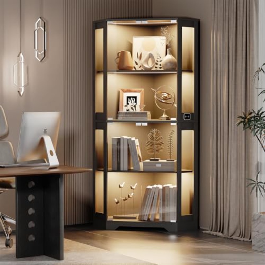 Lighted Corner Display Cabinet - Collectible & Vintage Dolls For Christmas 评论和价格