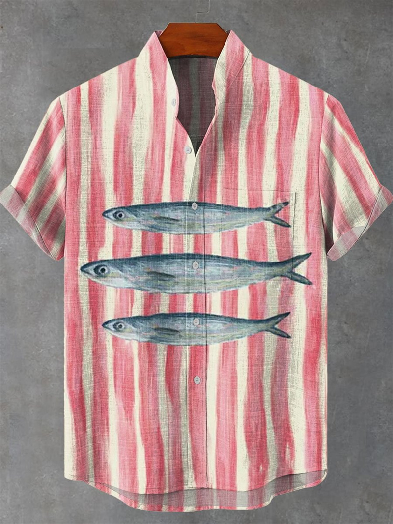 Men's Short Sleeve Linen Shirt - Vintage Collectible Shop 评论和价格