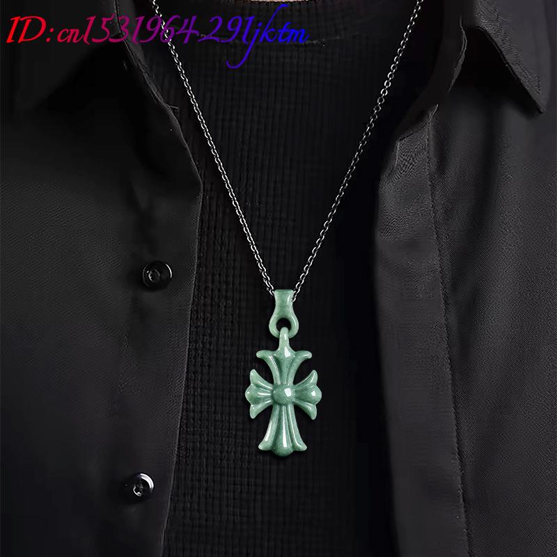 Natural Burmese Jadeite Cross  - Vintage Necklace 评论和价格