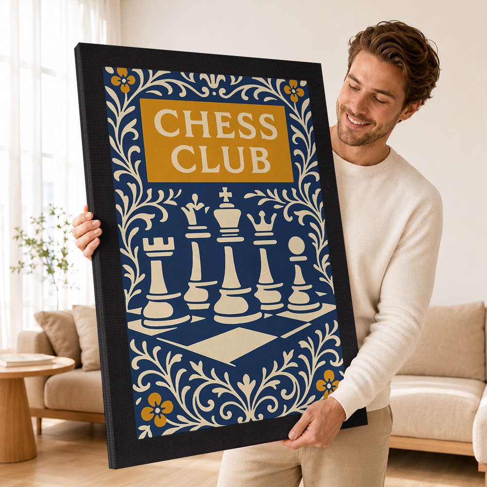 Chess Club Vintage Framed Canv - Collectible Vintage Photos 评论和价格
