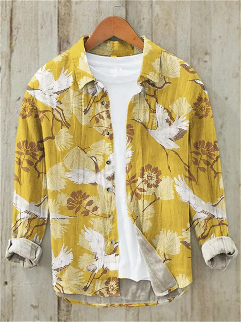 Men's Fish Printed Linen Long  - Vintage Collectible Shop 评论和价格